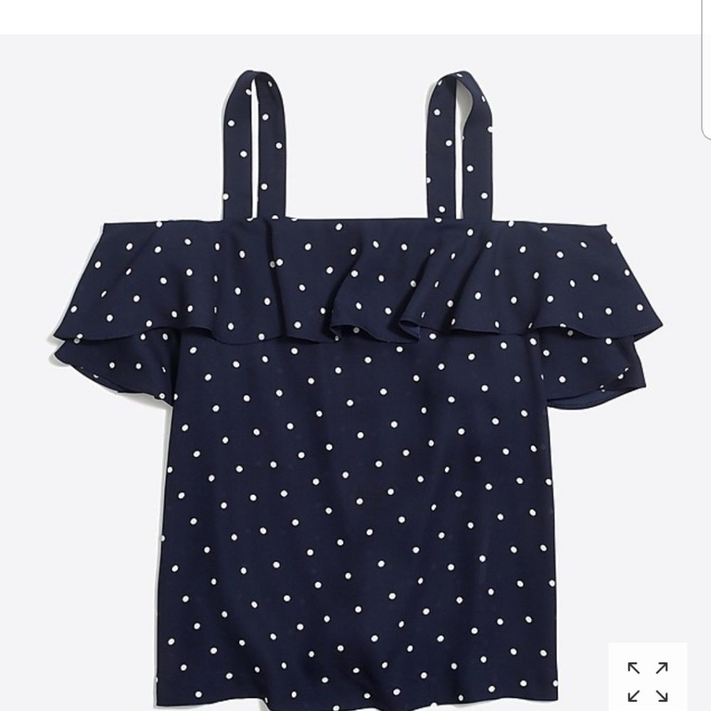 J. Crew Factory Polka Dot Cold Shoulder Tank Top